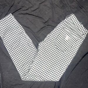 Guess Jeans Gingham Plaid Crop Pants Black White 28